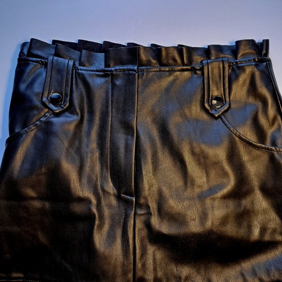 ZARA FAUX LEATHER PLEATED MINI skirt Sz Small *NO BELT* ACADEMIA PREPPY ROCK NWT - Picture 7 of 16
